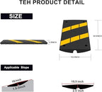 Rubber Curbside Bridge Ramps, Heavy Duty Driveway Curb Ramps with Yellow Reflective Strips for Car, Truck, Scooter, Wheelchair, Garage, Loading Dock, Sidewalk (2 Pack)