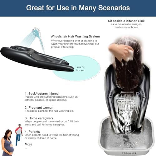 Hair Washing Basin for Bedridden Inflatable Hair Washing Sink for Wheelchair Portable Shampoo Bowls at Home for Handicapped