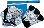 Lilind® 6 Pack Black Cloth Pads, Regular 9 inch 100% Cotton Reusable Menstrual Sanitary Napkins, Free Wet Bag, Complete Set, Zero Waste