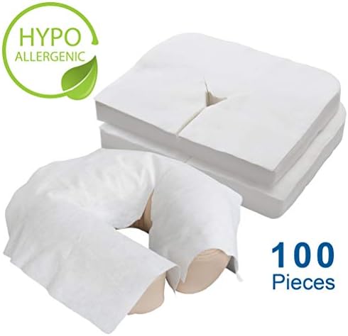 EarthLite Disposable Face Cradle and Headrest Covers, 100-Pack, Medical-Grade, Ultra Soft, Luxurious, Non-Sticking for Massage Tables & Chairs, White