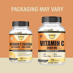 Vitamin C 2000mg per Serving with Zinc 40mg & Vitamin D3 5000 IU – Echinacea Extract & Rose Hip – 120 Vegan Capsules, 60 Day Supply, Non-GMO, No Fillers