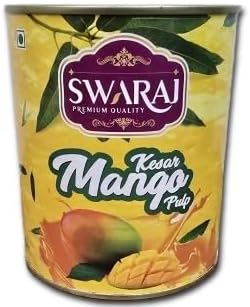 Swaraj Kesar Mango Pulp, Natural Fruit Pulp, 850g Cans, Pack of 6, No Artificial Preservatives, for Smoothies and Desserts