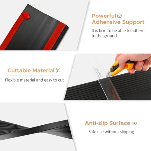 0.6" Rise Rubber Door Threshold Wheelchair Ramp, 1500 LBS Capacity Natural Non-Skid Solid Rubber Threshold Ramp for Home Doorways Heavy Duty Door Step Ramp for Scooters and Power Chairs