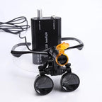 Lab Magnifier 2.5X or 3.5X Binocular Dental Loupes 5W LED Headlight Head Lamp with Yellow Filter Rechargeable Lithium Battery with Clip (3.5X-420mm)