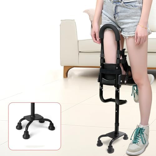 Adjustable Height Single Leg Telescopic Walker Knee Crutch,Walking Aids Pain Free Knee Crutch Anti-Slip Adjustable Hands Free Crutch for Ankle Fractures, Sprains, Calf