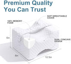 Knee Pillow for Side Sleepers,Memory Foam Leg Pillow for Side Sleeping Between Knees,Knee Cushions for Hip,Back,Joints,Sciatica Pain Relief Pillows,Spinal Alignment Support,White