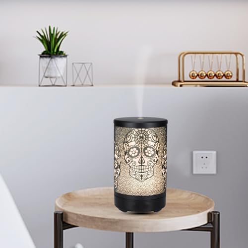 Skull Aromatherapy Diffuser, 100ML Essential Oil Diffuser Cool Mist Humidifier, with Remote Control Waterless Auto Off, for Bedroom, Office, Living Room (Black)
