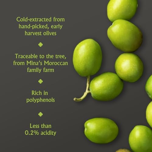 Mina Moroccan Olive Oil Extra Virgin 169 Fl Oz, New Harvest, Polyphenol Rich Olive Oil, Single Origin Extra Virgin Olive Oil, Cold Extraction, Less than 0.2% Acidity, 5 L