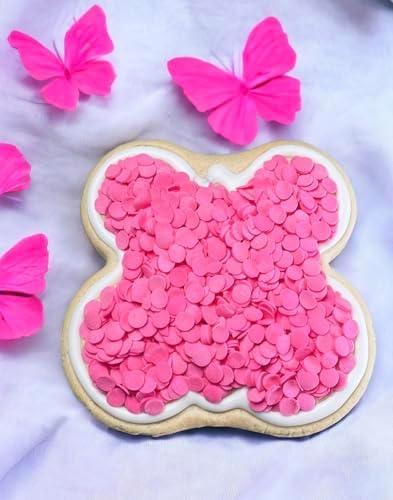 EDIBLE ACCENTS PINK SEQUINS - Confectionery Accents, Gluten Free, Egg Free, Nuts Free, Kosher, Fancy Sprinkles Medley Mix, For Baking, Decorating, Cookies, Cupcakes, Cakes, Great Topping, Jimmies, Sugar Shapes, 2.75oz