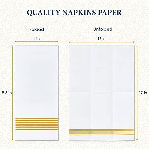 LITOPAK 200 Pack Paper Hand Towels for Bathroom, Striped Gold Paper Napkins Disposable, and Guest Towels Disposable for Bathrooms, Party, Wedding or Events