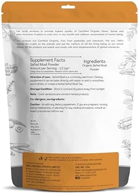 100% Organic Safed Musli Powder - Chlorphytum Borivillianum 227 GMS / 1/2 LB Pound / 08 Oz - Processed in FDA Registered Facility (A 100% Natural Health Supplement)