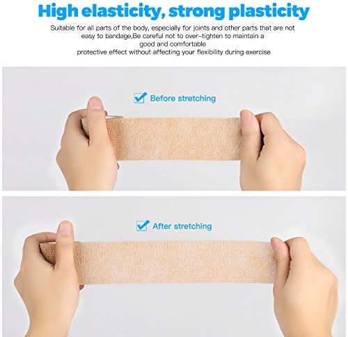 Bandage Wrap 8 Pack 1”x 5 Yards Self Adhesive Bandage Wrap Breathable Cohesive Bandage Wrap Rolls Athletic Elastic Self Adherent Wrap for Sports Injury,Wrist, Knee, Ankle Sprains and Swelling(Beige)