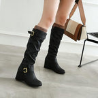 Vujkliy 7CM/2.75IN Belt Buckle Knee-High Sleeve Boots High Boots Sexy and Elegant Nightclub Pole Dance Boots