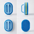 Heavy-Duty Cleaning Brush with Ergonomic Handle - Stiff Sponge Scrubber for Bathroom Shower Tile, Kitchen Sink, Toilet & Bathtub - Reusable Crevice Tool with Hanging Hole, Multi-Surface Scrub Brush