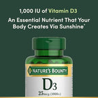 Nature's Bounty Vitamin D3 1000 100 mg Soft Gels, 120 Count