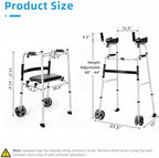 Upright Walker for Seniors with Padded Seat and Armrests - Heavy Duty 420 lbs Capacity Stand Up Walking Aid - 7-Level Height Adjustable Folding Walker with Wheels for Elderly