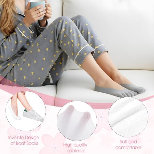 CIATBYYJ 6Pairs Align Toe Socks for Bunion, No Show Low Cut Five Finger Orthopedic Compression Socks Orthopedic Toe Compression Sock For Women Black White Grey
