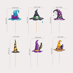 24Pcs Witch Hat Cupcake Toppers Halloween Party Decorations Halloween Witch Hat Theme Cupcake Decorations for Birthday Party Baby Shower Supplies
