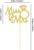 Ercadio 24 Pack Gold Miss to Mrs Cupcake Toppers Ring Cupcake Picks Decorations for Bridal Shower Wedding Engagement Anniversary Party