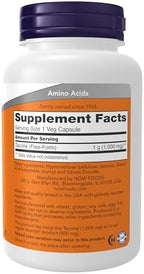 NOW Supplements, Taurine 1,000 mg, Double Strength, Nervous System Health*, 100 Veg Capsules
