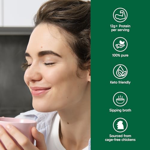 Organika Chicken Bone Broth Powder- Free Range and Vegetarian Fed Chickens- Keto Friendly, High Protein and Mineral Content- 300g