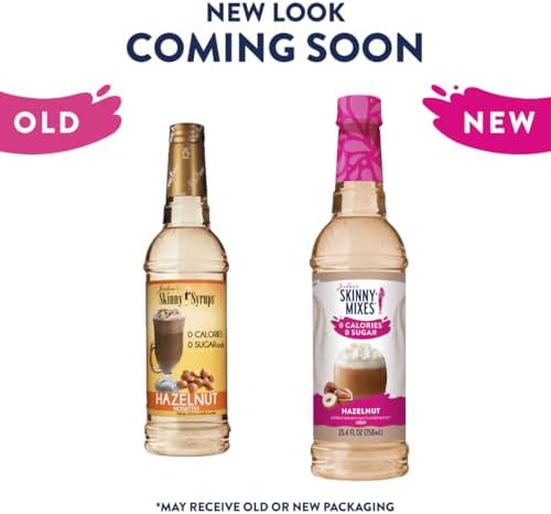 Jordan's Skinny Mixes Sugar Free Coffee Syrup, Hazelnut Coffee Flavoring Syrup, Zero Calorie Drink Mix, Lattes, Baking, Protein Shake or Cocktail, Dairy & Gluten Free, Kosher, 25.4 Fl Oz