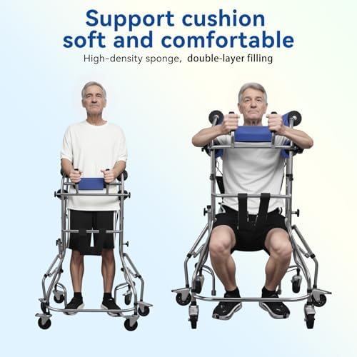 Adult Walker for Seniors, Adjustable Height, Standing Walker Aid for The Disabled Suitable for People of 58-71 in, Hemiplegia Rehabilitation Standing Frame, Anti Recline, Lower Limb Training