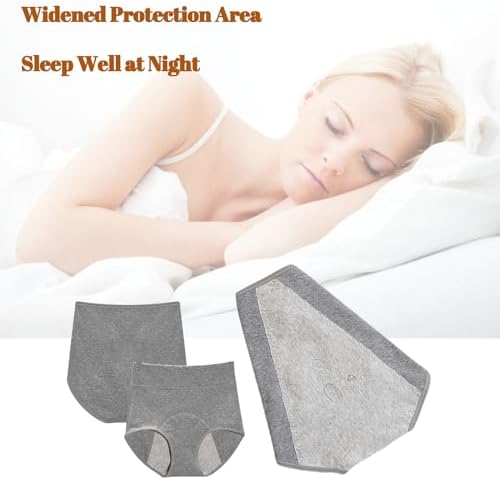 3 Pack Women's Incontinence Underwear Washable, Double Elastic High Waist Adult Incontinence Protective Briefs, Reusable for Light Bladder Leakage(L-Waist: 24.4''~38.6'')