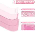 JMU Pink Dental Bibs, 50 Pack 3-Ply Waterproof Disposable Dental Bibs 13"x18" for Dental Clinic, Tattoo Shop, Nail Salon
