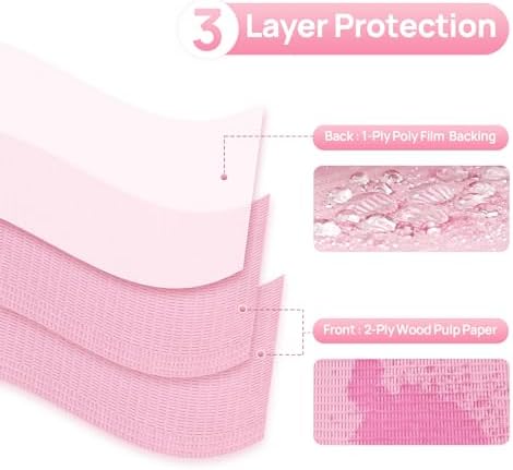 JMU Pink Dental Bibs, 50 Pack 3-Ply Waterproof Disposable Dental Bibs 13"x18" for Dental Clinic, Tattoo Shop, Nail Salon
