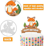 Fox Happy Birthday Cake Topper, Woodland Animal Theme Party Cake Decor, Baby Shower Party Decorations Supplies