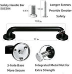 16 Inch Black Stainless Steel Handrail, Safety Grab Bars for Wall, Handicap Grab Bars for Bathroom, Shower, Toilet, RV, Hand Rails for Indoor Stairs, Stair Railing Indoor & Outdoor (2 Pack)