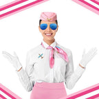 Bencailor 7 Pcs Women Flight Attendant Costume Accessories Stewardess Outfits Bellhop Hat Scarf Sunglasses Gloves