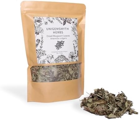 UNIGEMSMYTH Ripple Stream Mugwort herb Pure Leaves Fine Picked Bulk Nil Stem, Stalk, Artemisia vulgaris Chemical Free - 4 ounce