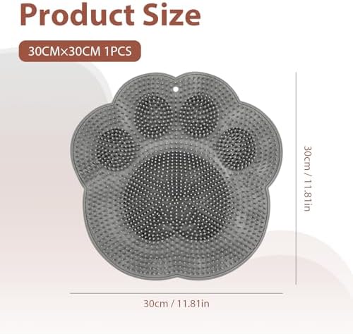 Shower Foot Scrubber Mat, 30x30cm Silicone Feet Cleaner with Strong Suction Cups and Storage Hook for Exfoliating & Washing, Gray