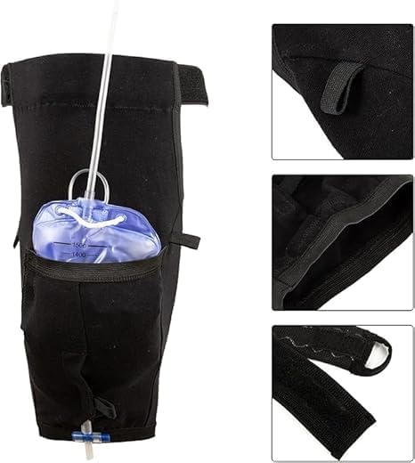 Catheter Leg Bag Holder with Waist Belt - Secure & Discreet Sleeve Cover for Foley/Urine Bag, Adjustable M-L-XL, Washable, Comfortable Incontinence Stabilizer for Men & Women (Medium)