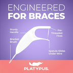 Platypus Orthodontic Flossers for Braces, 40 Count (Pack of 1), Ortho Picks for Adults & Kids, Fits Under Arch Wire, Non-Damaging, Encourage Flossing Habits