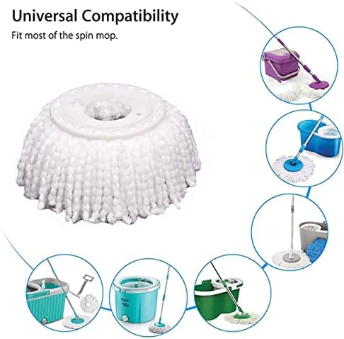 5 PCS Microfiber Replacement Mop Head Spin Mop Head Replacement 5-Pack, Microfiber Refill Heads Universal for 360 Spin Magic Mopping, Round Shape Standard Size White