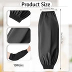 10 Pairs Arm Sleeves Covers PU Oilproof Oversleeves Waterproof Forearm Protector with Elastic Cuffs for Cooking Cleaning Housework