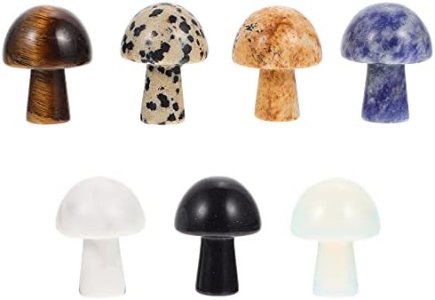7pcs Gem Mushroom Ornament Mini Crystal Mushrooms Mushroom Figurine Birthday Landscape Figurine Fish Bowl Decorations Garden Decor Natural Rock and Roll Rhinestones