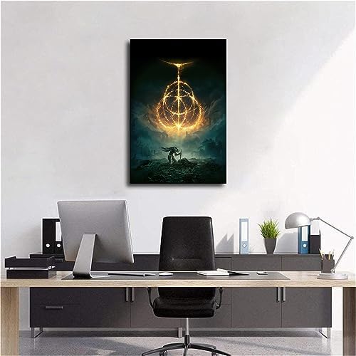 Elden Ring Poster Video Games Canvas Art Poster and Wall Art Picture Print Modern Family Bedroom (12×18inch- Framed)