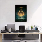 Elden Ring Poster Video Games Canvas Art Poster and Wall Art Picture Print Modern Family Bedroom (12×18inch- Framed)