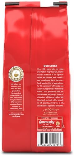 Community Coffee Signature Blend Whole Bean Coffee, Dark Roast, 12 oz Bag (Pack of 6)