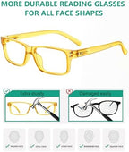 Eyekepper Vintage Reading Glasses for Men - 3 Pairs Black and 2 Pairs Yellow - Spring Hinges Classic Readers +1.25
