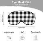 Black and White Plaid Silk Eye Mask Sleep Mask Tartan Checkerboard Squares Pattern Eye Mask with Adjustable Strap Lightweight for Women Work Travel