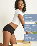 Goat Union Midi Period Underwear for Women Teens, Menstrual Period Panty, Organic Cotton Lining, Full Coverage & Heavy Flow