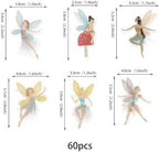 Rsstarxi 56 Pack Fairy Theme Edible Cupcake Toppers Rice Paper Flower Fairy Cupcake Picks for Baby Shower Wedding Kids Girls Birthday Party Cake Decorations Supplies