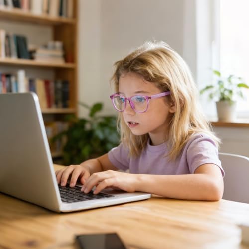 Ultra-Light Blue Light Blocking Glasses with Case for Kids and Teens,Anti Eyestrain &UV400