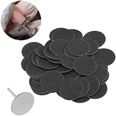 50pcs Washable Electric Callus Remover Discs with Stainless Steel Shaft Replacement Sanding Pads for Foot Grinder,Feet Pedicure Tool (φ25mm)
