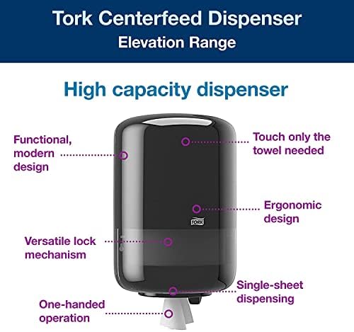 Tork Centerfeed Industrial Paper Towel Dispenser Red and Smoke M2, Single-Sheet Dispensing, Performance Range, 659028
